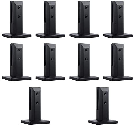 PHASFBJ 10 Stück Glasklemme Edelstahl, Bodentreppe Balkonpfosten Balustrade Geländer Glasklemmen Balkon Glaszaun Klemme, für Balkon/Gartendeck Handlauf,Matte Black,160mm