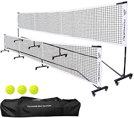 Progoal Pickleball-Netzsystem für Badminton mit Universalrad, beweglicher, stabiler Metallrahmen, starkes Nylon-Netz und Tragetasche, 7,6 m, tragbares, höhenverstellbares Netz für Pickleball und