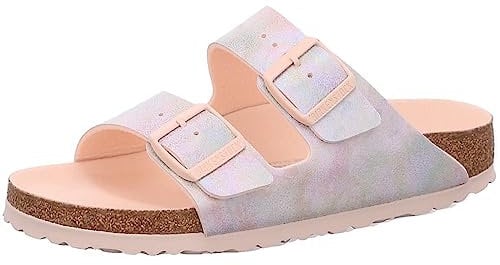 BIRKENSTOCK Arizona MF VEG - Sandali da donna, colore: rosa chiaro iridescente, vegane, Rosa chiaro, 39 EU