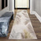 Teppich-Traum FLURLÄUFER schmaler Gang | Designer Teppich Wohn- & Schlafzimmer Palmenzweige Creme grau Gold Größe 80 x 300 cm