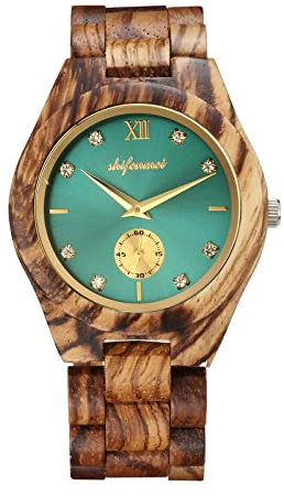 rorios Holzuhren Herren & Damen Unisex Holzuhr Analog Quarz Uhr mit Holzarmband Leicht Natur Holzuhr für Herren Damen