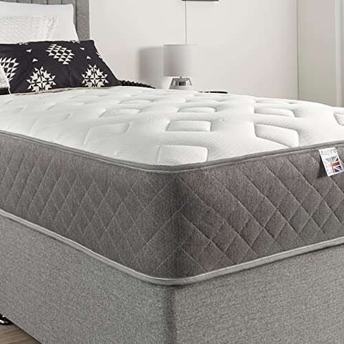 Aspire Beds Comfort Plus Aspire-Cool Touch Memory-Schaum, Bonnell-Federung, Rand Value Hybrid Matratze, Polyester Baumwollmischung, Graue Bordüre, Shorty Short Small Single (2ft6 x 5ft9)