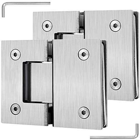 Confezione da 2 cerniere for porte in vetro in acciaio inossidabile 304, morsetto for vetro da bagno bidirezionale a 180° in argento spazzolato, cerniere for box doccia for porte a battente da 8-12 mm