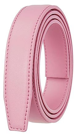 NIUXICH Pas de Boucle 2.4cm Largeur Ceinture en Cuir Mince Hommes/Femmes Sans Boucle Automatique Ceinture Clothingaccessories, Rose, 105cm