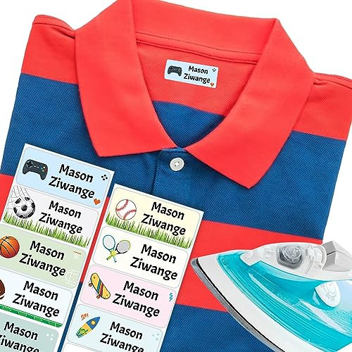 Game Name Labels for Clothes Iron on Washable (37 x 15 mm) Personalised Iron on Name Stickers for Clothes Kids Name Tags for Clothes Kids Papa Prints®