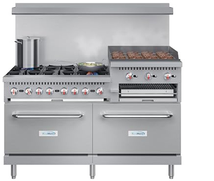 KoolMore 60 in. 6 Burner Commercial Natural Gas Range with 24 in. Griddle and Broiler (KM-CRGB60-NG)