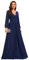 Ever-Pretty Women's Glitter A Line V Neck Pleated Long Sleeve Evening Dress Navy Blue 12UK