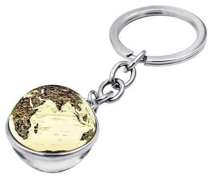 XBHGSY schlüsselanhänger anhänger 2 Stück Globus Muster Edelstein doppelseitige Glaskugel Schlüsselanhänger Schlüsselanhänger Dekoration Handtasche Dekoration Stil 9