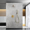IMEX - Ducha Empotrada Termostática Dorada | Kit de Grifería Empotrado con Alcachofa y Rociador Antical Efecto Lluvia | Columna Ducha Empotrada con Grifo en Latón y Acero Inox S.304 | Serie Monza