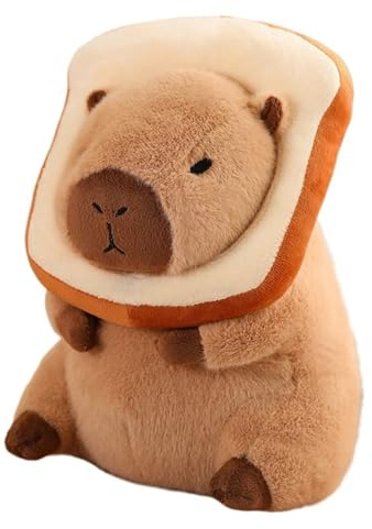 TOPLITHE Niedliches Capybara Kuscheltierr, Simuliertes Tier Plüschkissen Kawaii Capybara Plüschtier Mit Tragbarem Toast Kopfschmuck Geschenke for Kinde Mädchen Jungen(Bread,30cm/11.8IN)