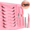 7 Paare Clear Band Halbe Wimpern Cat-Eye with Glue and Tweezer Kit, 12mm Kurz Katzenauge Künstliche Wimpern Natürlich Look, 1/2 Ecke Falsche Wimpern Set, 3/4 Corner Wimpern Set(3D04-Kit)