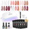 ROSALIND Kit Ongle Gel UV Complet, 8*10ml Poly Extension d'ongles en Gel Complet Kit Avec Lampe UV, Base & Top Coat Gel et Outils de Manucure, DIY Nail Art Ongles Gel Kit pour Débutant