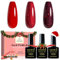 Yueshop Red Gel Nail Polish,3PCS Cherry Red Glitter Burgundy Gel Polish Set for Christmas,Nail Varnish Sets Soak Off UV Nail Polish Art Manicure for Women 8ml