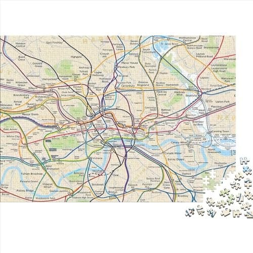 London Underground Route Map Jigsaw Puzzles for Adults 1000 Piece Puzzles Home Decoration Puzzle 1000 Jigsaw Stress Relieving Puzzles 1000pcs (75x50cm)