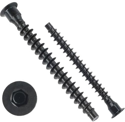 M7 x 60mm Confirmat Screws Black 100 PCs, Hex Socket Drive Countersunk Furniture Connecting Self-Tapping Screw Set Carbon Steel Zinc Plated