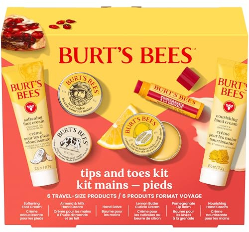 Burt's Bees Tips and Toes Kit Gift Set, 6 Travel Size Products