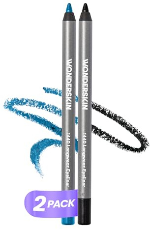 Wonderskin Eyeliner Pencil, 1440 Longwear Blue and Black Eyeliner Pencil, 2 Pack - Waterproof, Sharpenable & Smudge Proof
