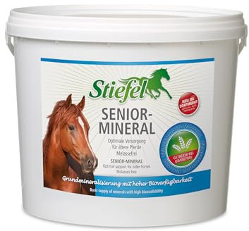 Stiefel Senior-Mineral hochwertige Versorgung mit Mineralstoffen Spurenelementen Vitaminen Grundmineralisierung Mineralfutter für alte Pferde 3 kg Eimer