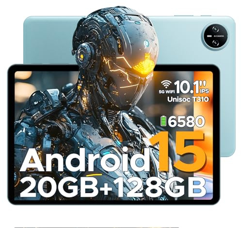 DOOGEE Tab A9 Pro Android Tablet with Keyboard, 20GB+128GB/2TB TF, 10 Inch Tablet, 6580mAh Battery, Quad Core Gaming Tablets, 2.4/5GHz, Dual Camera, Case/Mouse/Stylus, Face Unlock-Blue