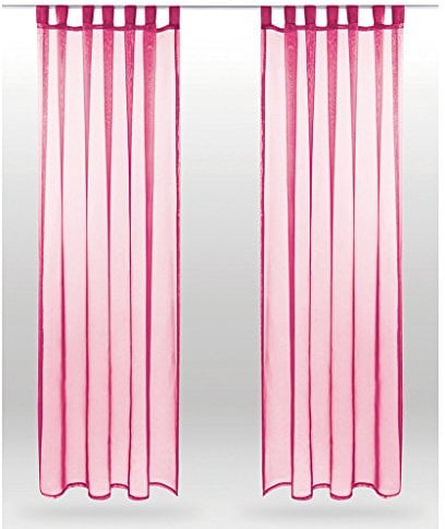 Bestlivings Schlaufenschal Noella, transparenter Dekoschal Voile b 140x l 245 cm 2er Pack, Wohnaccessoire in vielen erhältlich (pink - Fuchsia/ohne Raffhalter)