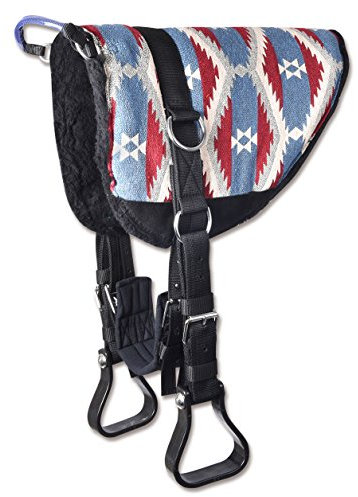 WALDHAUSEN Bareback Pad Alvin, komplettes Set auch für Holzpferde geeignet blau/rot, Größe: Warmblut