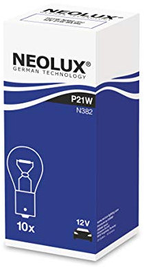 Neolux Standard P21W Signalleuchte für Auto und Motorrad, N382, 12 V, 21 W, 10 Stück