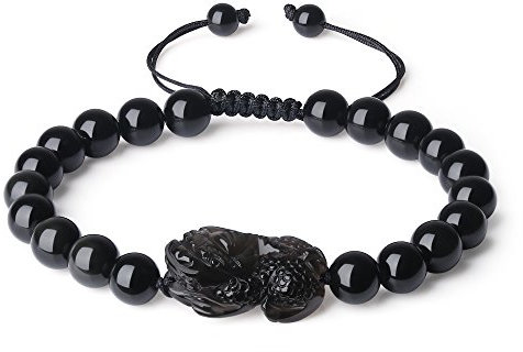 COAI Geschenkideen Glücksarmband aus Obsidian mit Pixiu Charm Armband in Größe M für Herren