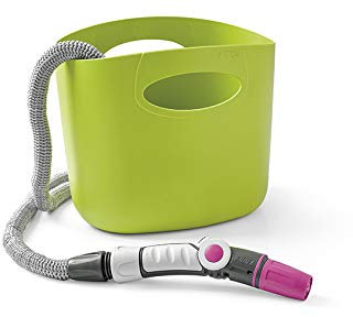 GF Garden, Aquapop 15, Tubo Estensibile da Giardino, 15 Metri, in Kit pronto all’uso, con Borsa - Contenitore in Plastica, per l’Irrigazione di Giardini e Balconi, colore verde Lime