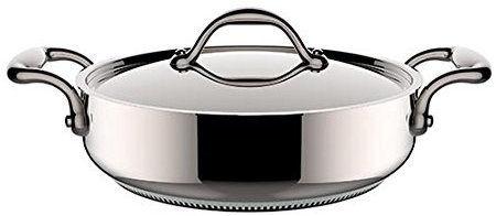 Lagostina Accademia – Casserole basse à 2 poignées avec couvercle en acier 24 cm – 2,6 l – Compatible avec plaques à induction