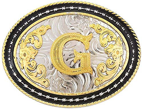 STARBRILLIANT Western-Gürtelschnalle Für Herren, Große Cowboy-Initialen-Gürtelschnalle, CowB0y Rodeo-Gürtelschnalle, Gold Mit Buchstaben A-Z(G)