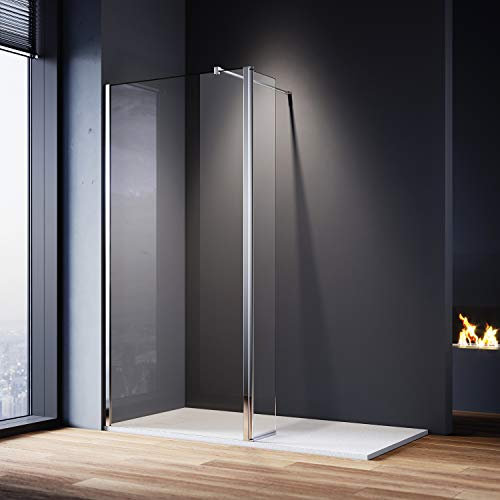 ELEGANT 1000mm Walk in Shower Screen Glass Panel with 300mm Return Panel and 1700x700 mm Shower Tray, 1900mm Height,8mm Easy Clean Glass Wet Room Screen Panel Enclosure