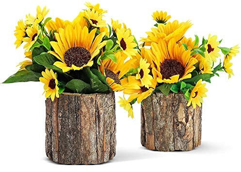 AceList Artificial Sunflowers, Fake Flowers/Fake Potted Plants Artificial Plants Indoors In Pots Yellow Decorative Artificial Flowers Indoors for Home Office