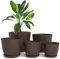 Utopia Home 5er-Pack Blumentopf 18/17/15/13/12 cm Übertopf mit Untertasse Für Küche, Balkon Blumentöpfe mit Untertasse Gartenpflanzen, Baumschule Blumentopf für Zimmerpflanzen Braun.