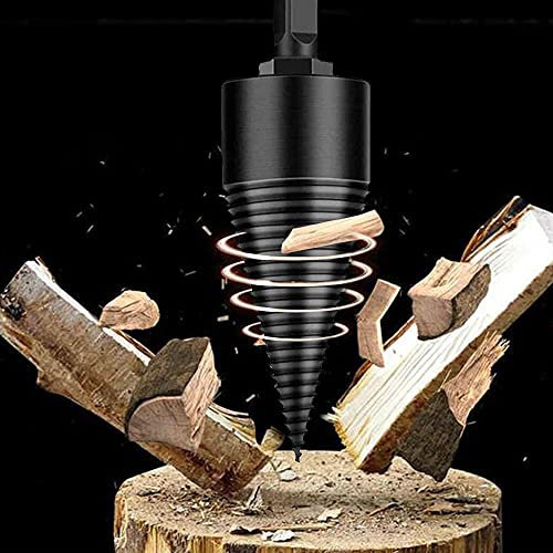 Frunimall Broca Divisora de Leña, 4 Piezas, Destornillador de Cono Extraíble Resistente Con 3 Asas para Taladro Eléctrico Doméstico (50 mm)