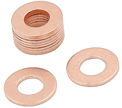A ABSOPRO 10 Stück Kupfer Quetsch Scheiben Dichtung Flach O Ring Dichtung M10