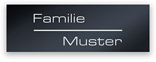 Briefkastenschild Anthrazit mit Gravur personalisiert Türschild Klingelschild Namensschild RAL 7016 - Acrylglas wetterfest und UV-beständig - 90 x 30 mm - Textausrichtung 2