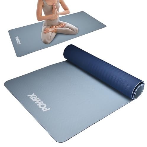 PowrX Yoga Matte - Extra Breit, Rutschfest, Ideal für Yoga, Pilates und Workout - Hautfreundlich - Blau, Set of 1 Gymnastikmatte - 183x81x0,8cm
