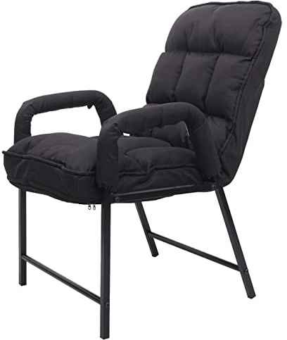 Mendler Esszimmerstuhl HWC-K40 Metall - Stoff/Textil schwarz | Stuhl, Polsterstuhl, 160kg belastbar Rückenlehne, verstellbar