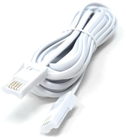 DRUT 5m BT to BT 4 Wire 431A Male to Male Plug Telephone Flat Cable Lead 16.5ft White