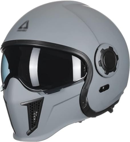 Motorrad-Helm Open Face Helm Jethelm DOT/ECE-Zulassung Biker Schutzhelm Fullface Helm Motorradhelm mit Abnehmbarem Kinnschutz für Erwachsene Herren Damen D,M