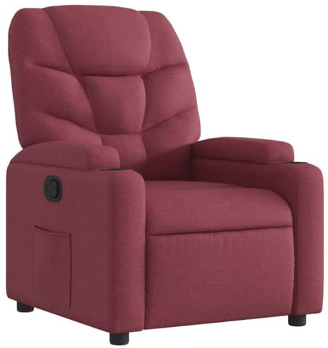 vidaXL Fauteuil Inclinable, Chaise de Relaxation avec Porte-gobelets, Siège avec Dossier et Accoudoirs Salle de Séjour, Moderne, Rouge Bordeaux Tissu