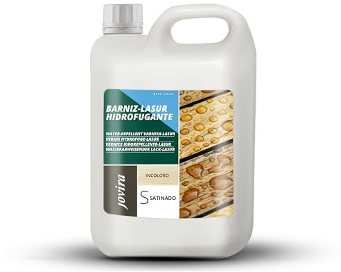 JOVIRA PINTURAS BARNIZ-LASUR Hidrofugante Protector Satinado al Agua. Protege, decora y embellece todo tipo de madera con efecto perlado. (2 Litros, Incoloro) K-15