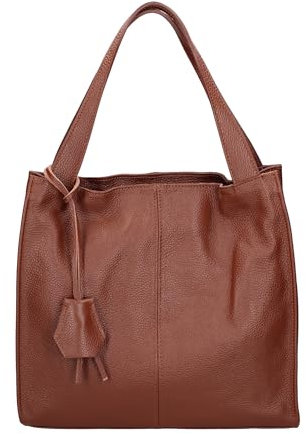 Gave Lux Umhängetasche für Damen. Handwerkliches Produkt. Außenmaterial: Echtes Leder. HERGESTELLT IN ITALIEN. GLX22331123FBG-D21_BRAUN. 34x32x11 cm