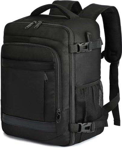 KLOSTAIN Handgepäck Rucksack 40x20x25 für Ryanair und Eurowings Rucksack Travel Backpack Bag Klein Reiserucksack Tasche für Flugzeug - Schulrucksack für Damen, Herren, Teenager, Schwarz