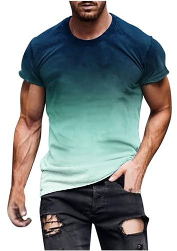Herren Tshirt Sommer Sport Oberteile Casual Rundhals Tunika Tops Vintage Basic Kurzarm Tee Shirts Lustig Neuartiger Druck Sporthemd Schnell Trocknende Sportshirt Regular Fit Laufshirt