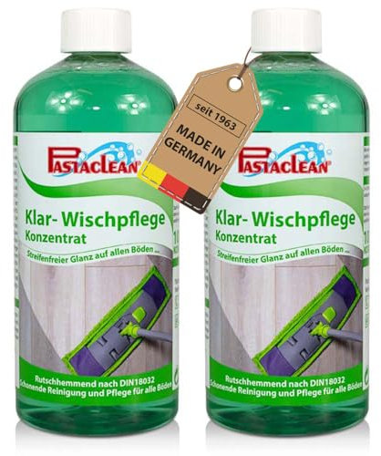 Pastaclean® 2x 1L Bodenreiniger Konzentrat | Rutschhemmend nach DIN18032 | Reinigung & Pflege für alle Böden | Schaumarm & frischer Duft | Geeignet für Wischroboter | Laminat & Parkettpflege