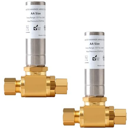 SECKWHALE, Stainless Steel Water Hammer Arrestor, 3/8 Inch Male Compression and 3/8 Inch Female Compression, for Dishwasher, Sink, Toilet, Faucet(2-Pack)