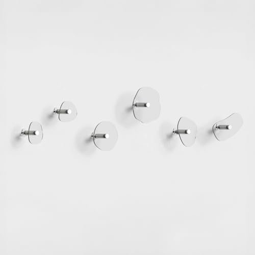 Giallobus - Appendiabiti da Parete - Pebbles Color 01 - Kit 6 pz - Vetro Acrilico - Kit 6 PCS. - Palette Colours 01 - Ganci attaccapanni e Accessori da Muro Decorativi