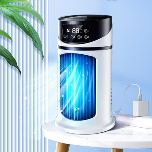 Portable Air Conditioner, Mini Air Cooler Evaporative Personal Cooler Humidifier, Air Conditioning Unit, Silent Cooling Fan with Digital Display & Timing Fan, Mobile Air Conditioners for Home Office