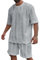 Generic Unser Tag Ist Heute T-Shirt Und Shorts Set Herren Badminton Set 4 Schläger SPOR Baumwolle Freizeitanzug Herren Casual Herren Set Sommer Leinenanzug Herren Sommer(2-Light Gray,XXL)